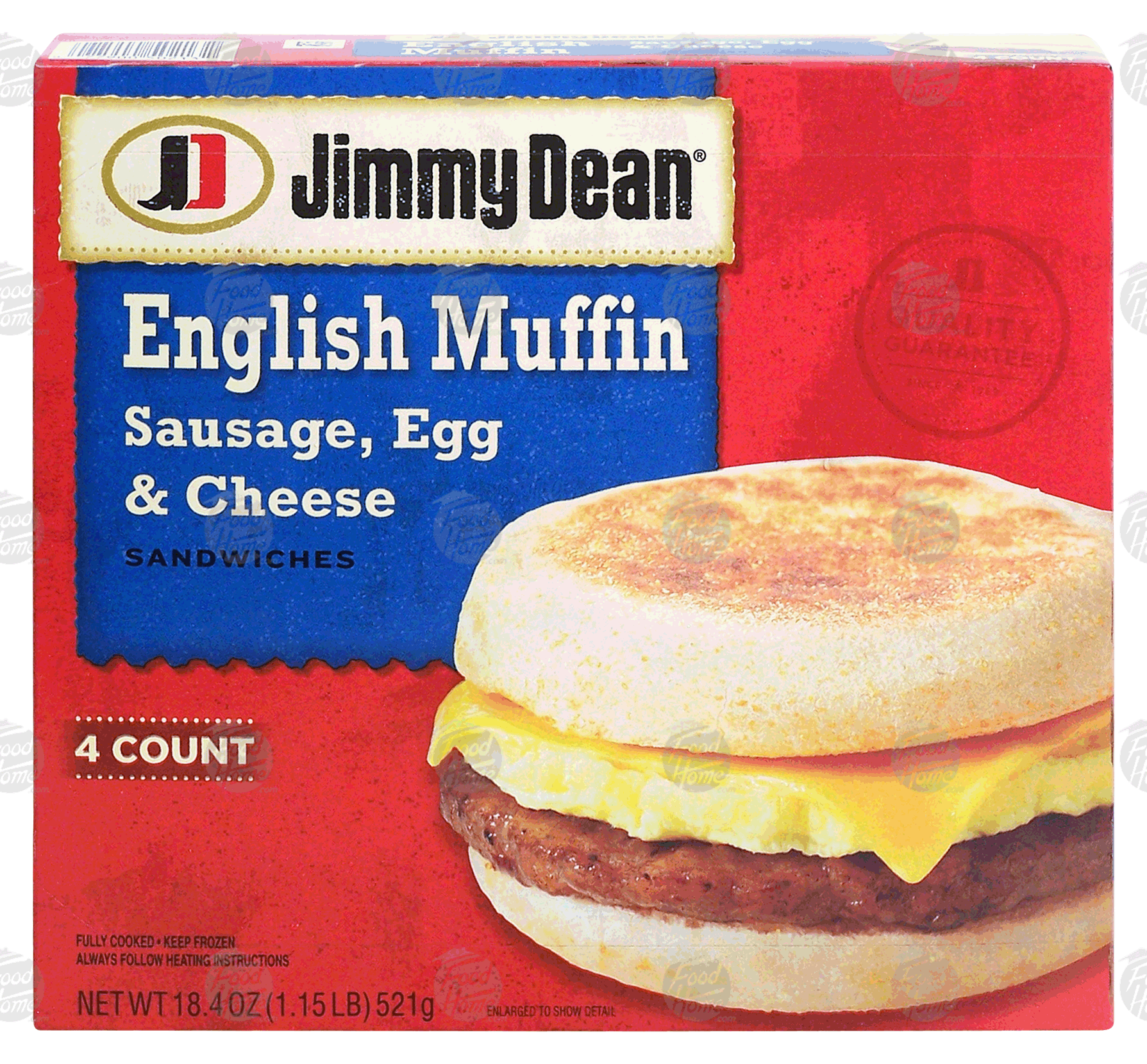 Jimmy Dean  english muffin sandwiches, sausage, egg & cheese, 4-count, fully cooked Full-Size Picture